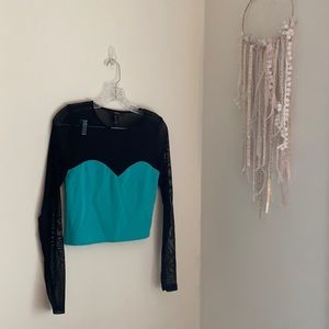 Mesh Teal Crop Top